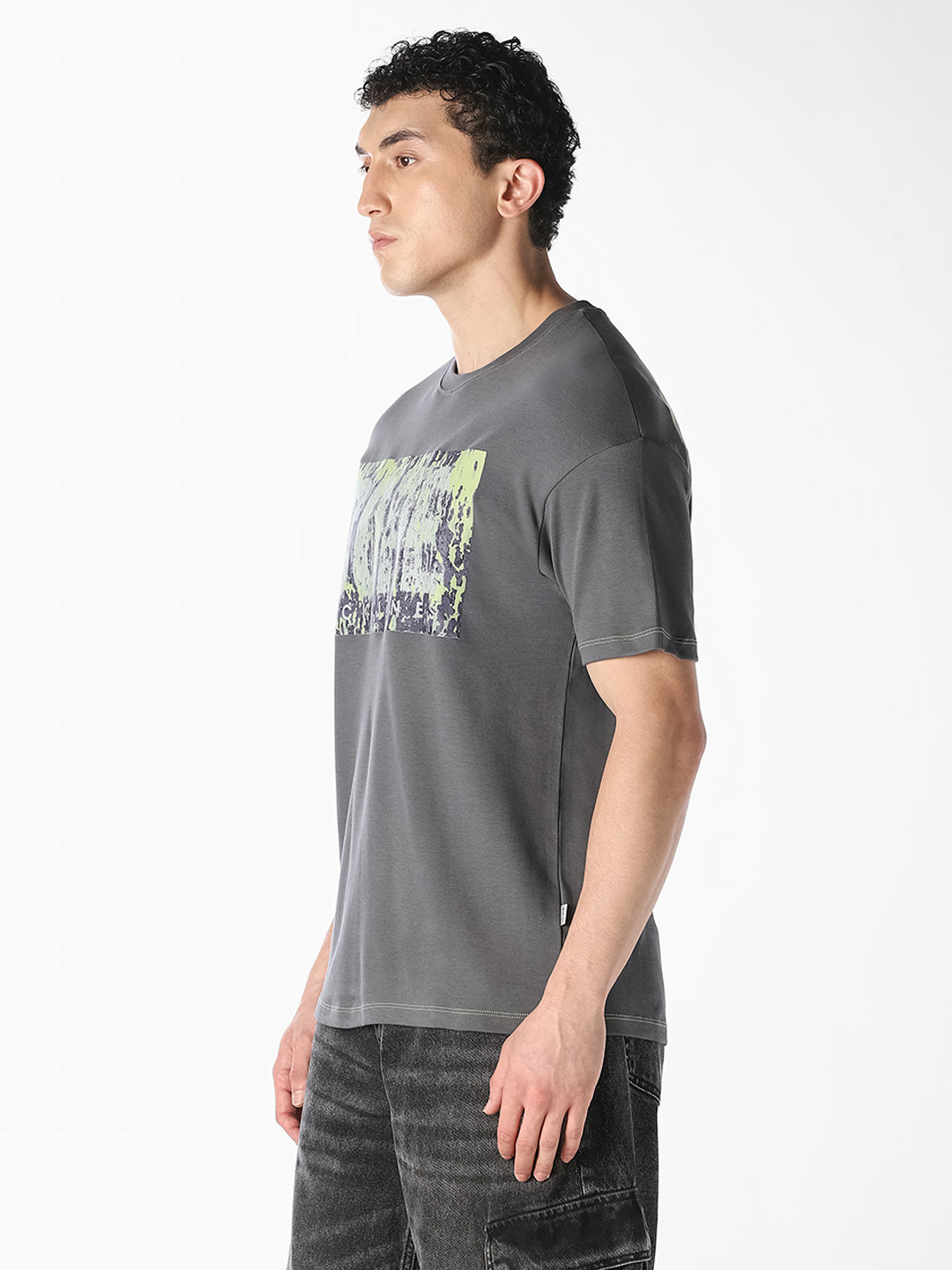 Grey Printed Oversized T-shirt