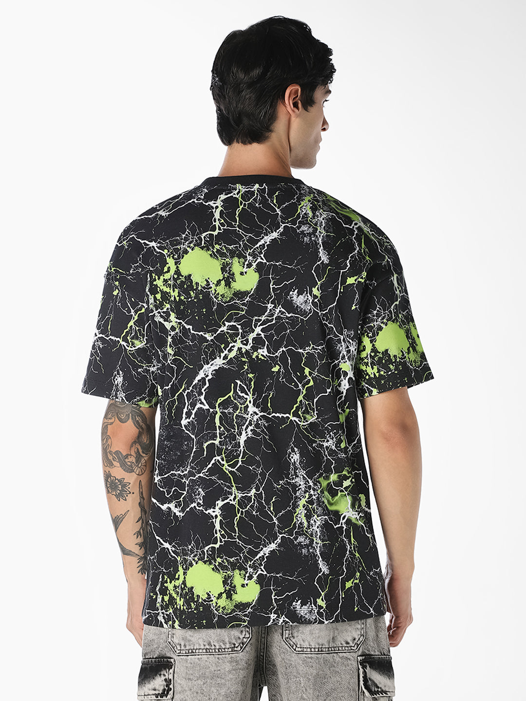 Black Marble Print Oversized T-Shirt
