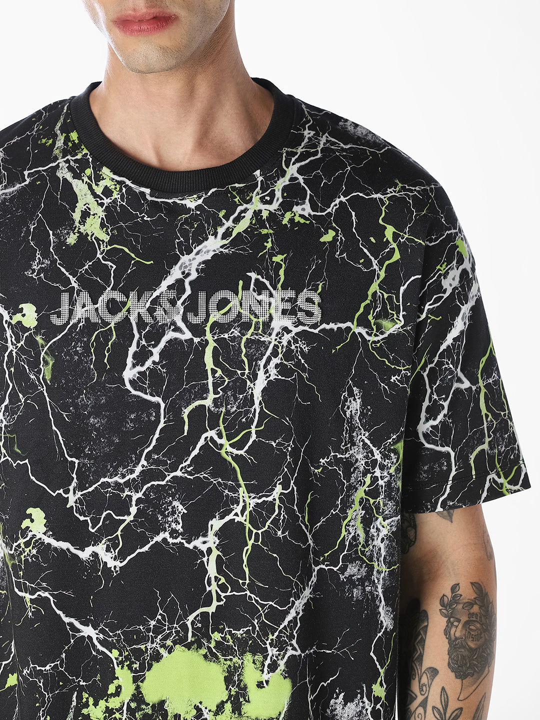 Black Marble Print Oversized T-Shirt