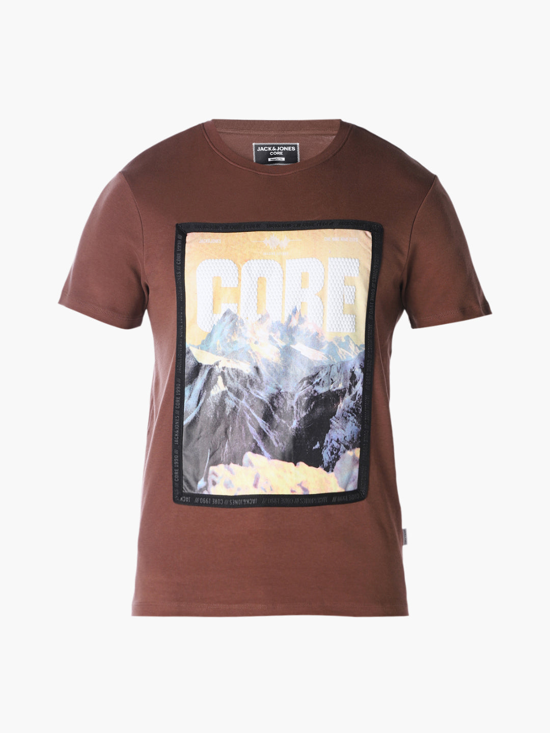 Brown Printed Regular Fit T-shirt