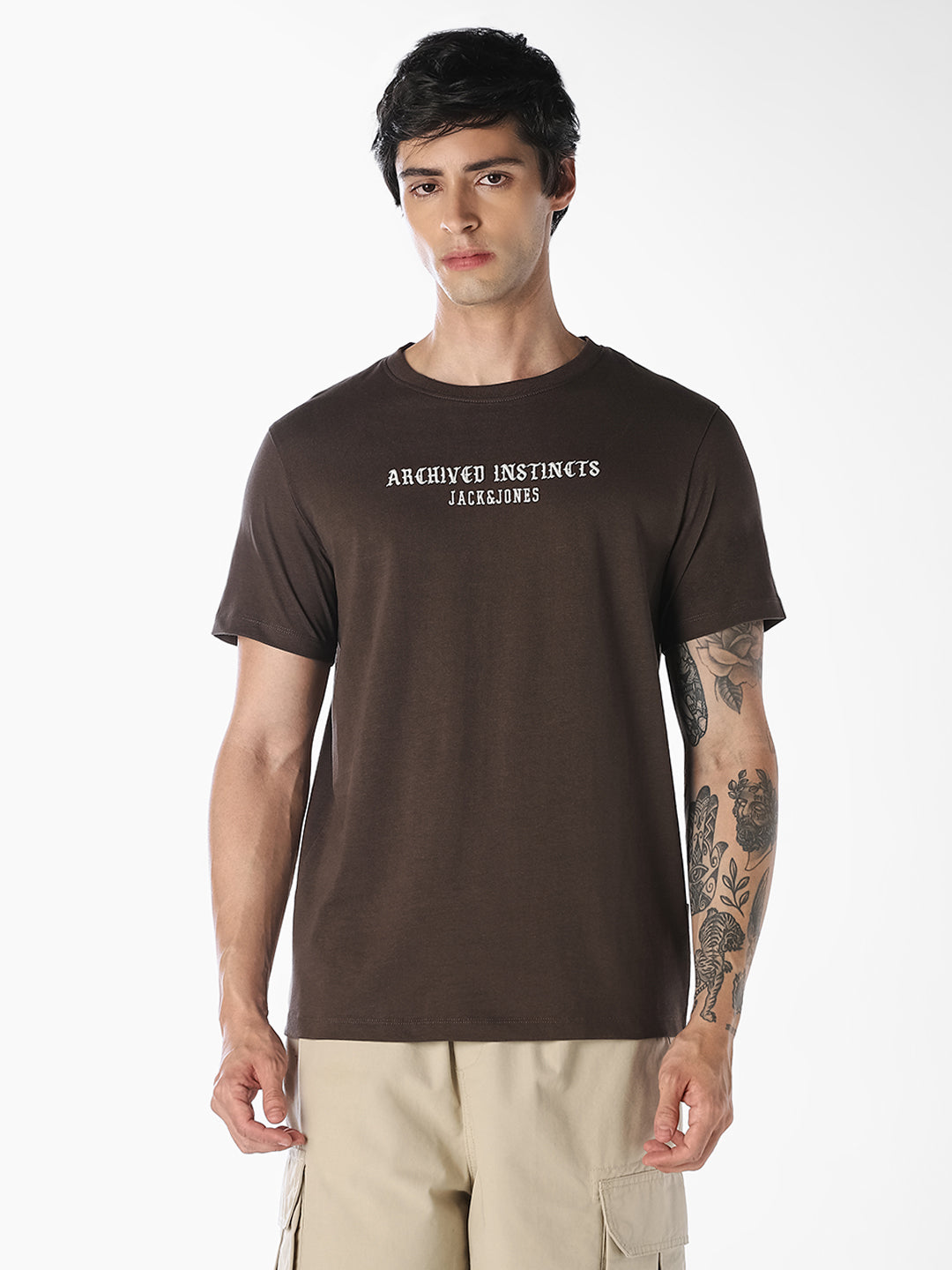 Brown Logo Print T-Shirt