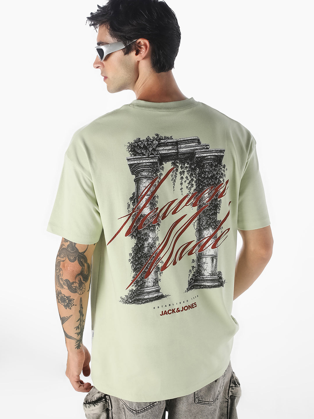 Sage Green Graphic Oversized T-Shirt - XS