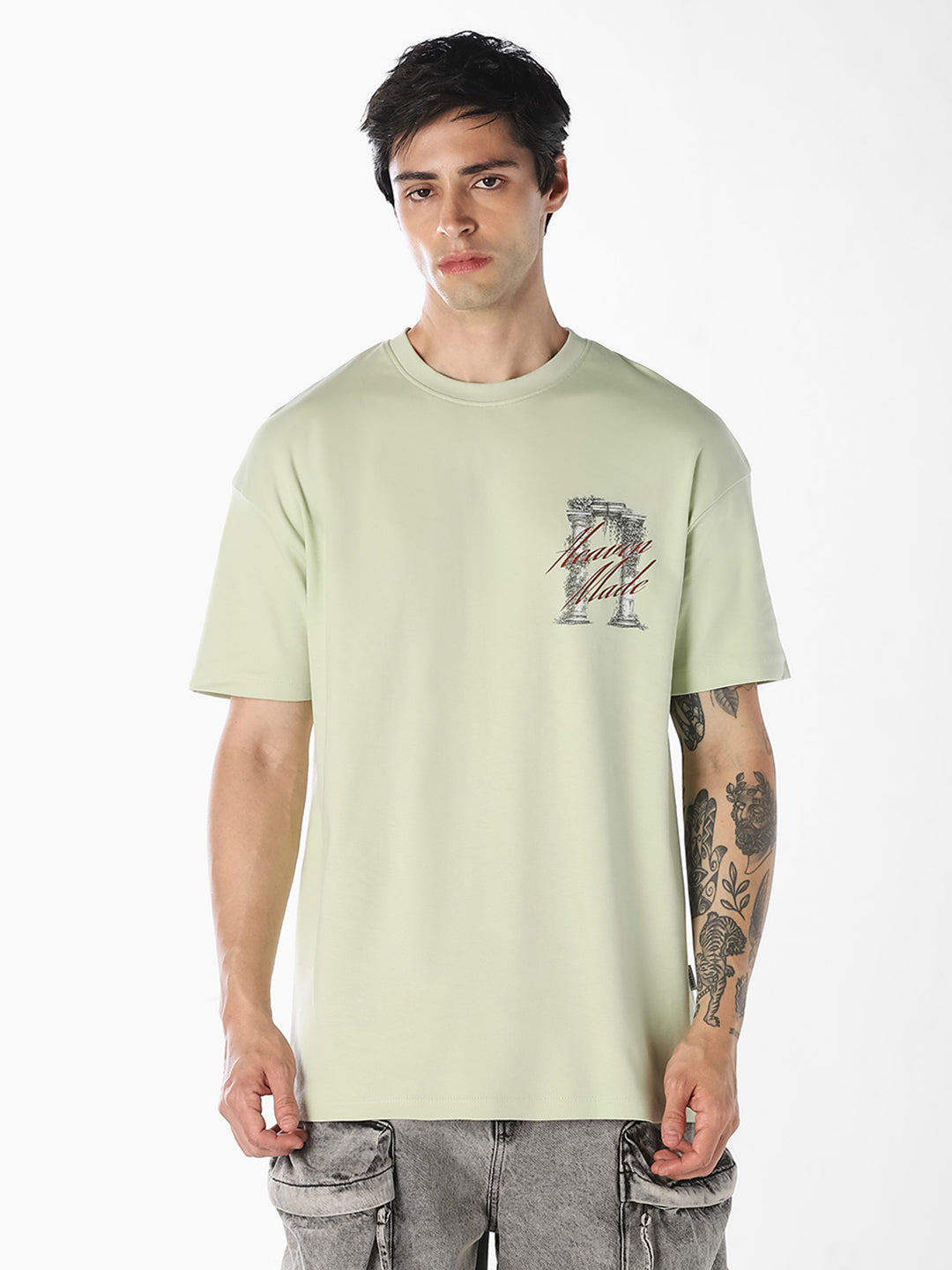 Sage Green Graphic Oversized T-Shirt