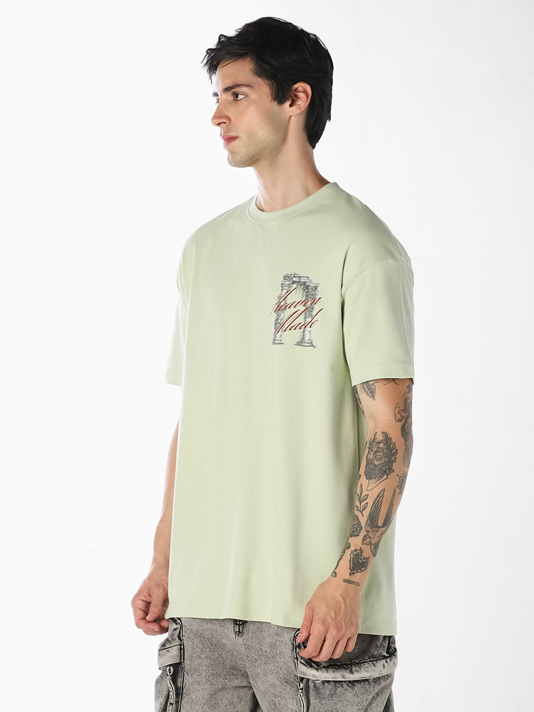 Sage Green Graphic Oversized T-Shirt