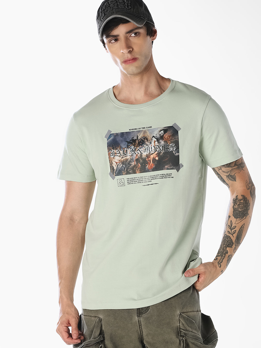 Mint Green Graphic Print T-Shirt - S