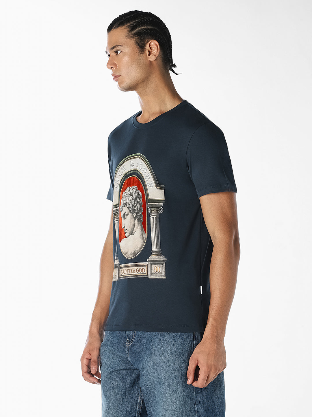 Navy Blue Graphic Print T-Shirt