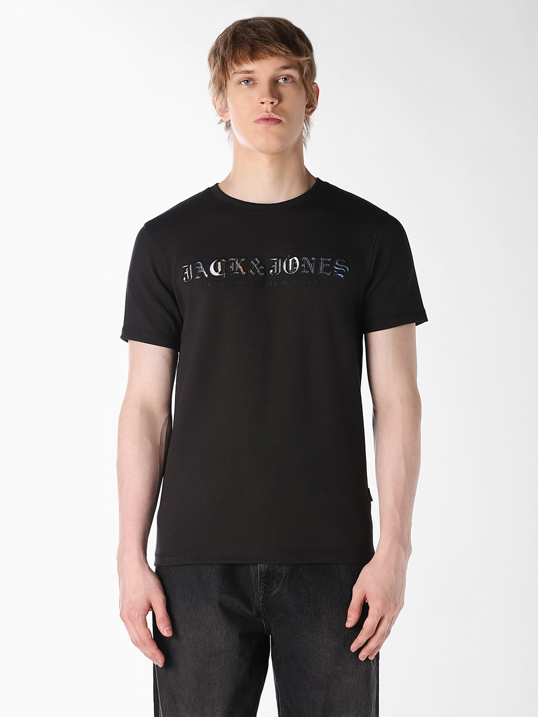 Black Printed Crew Neck T-shirt