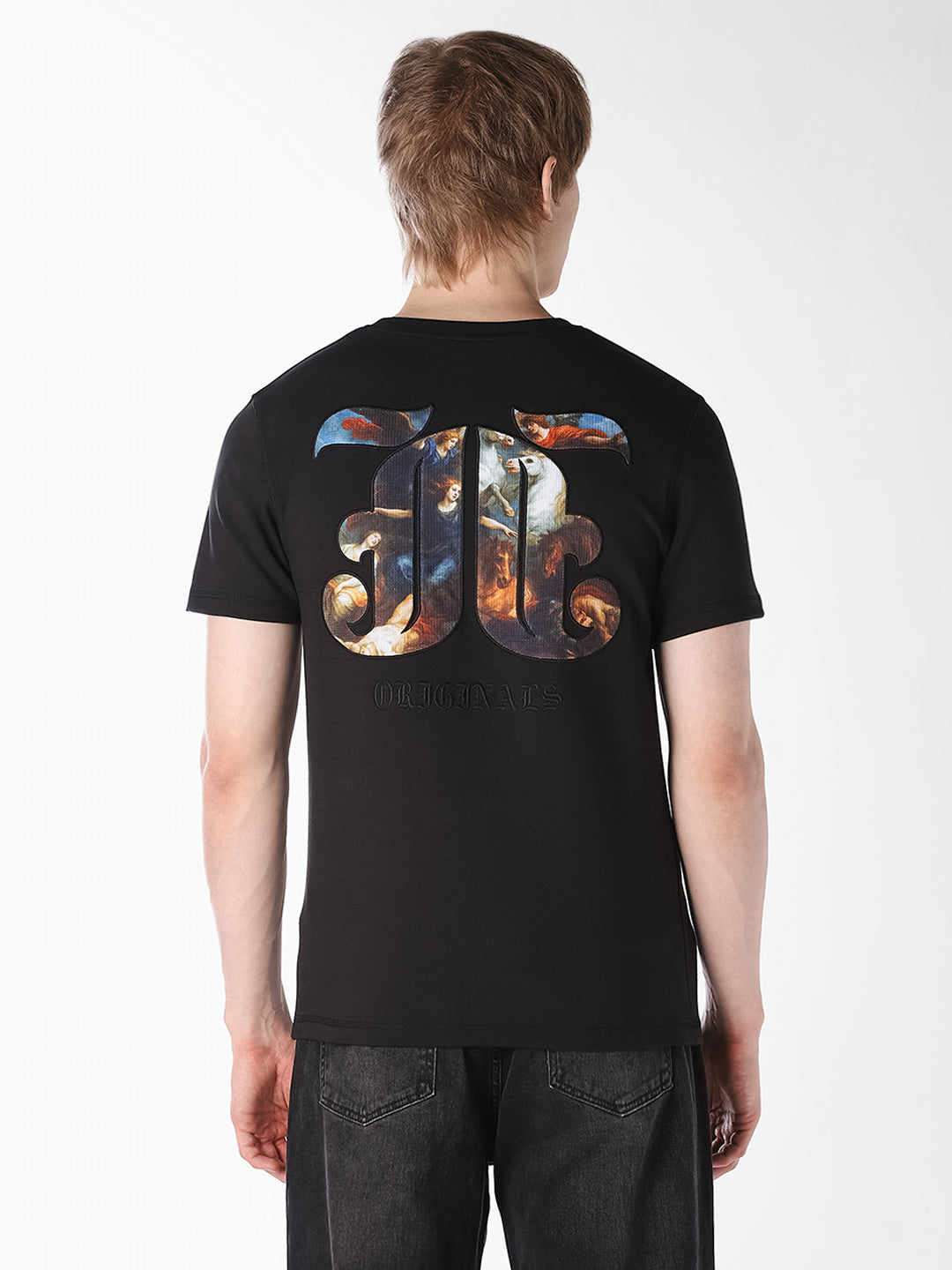 Black Printed Crew Neck T-shirt
