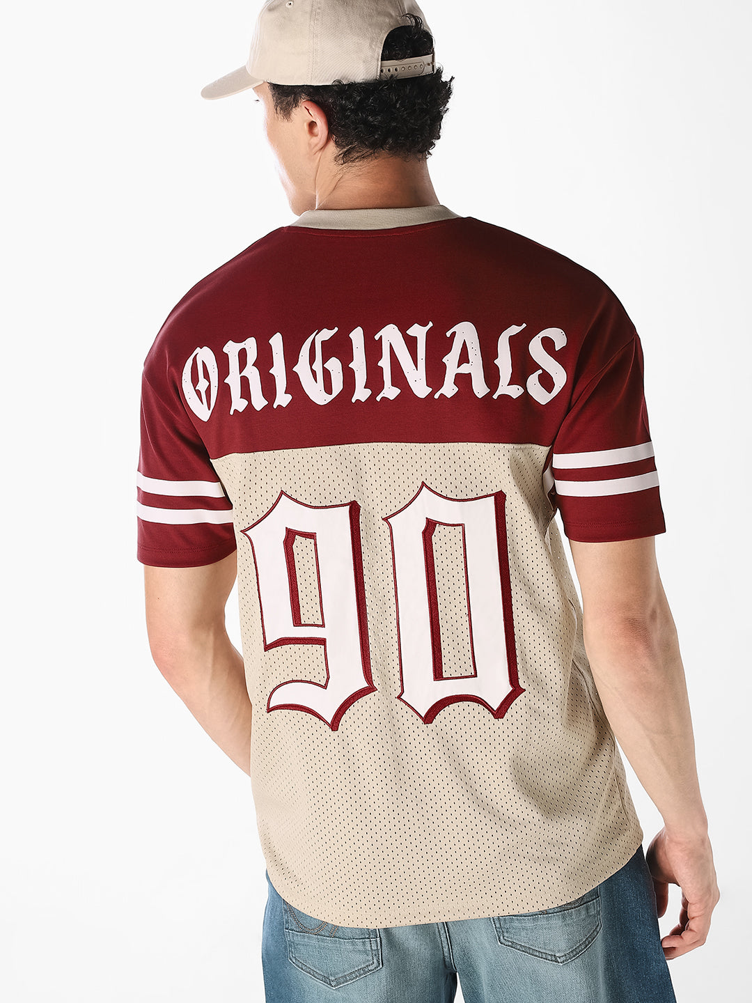 Varsity Graphic Mesh Oversized T-Shirt - XS