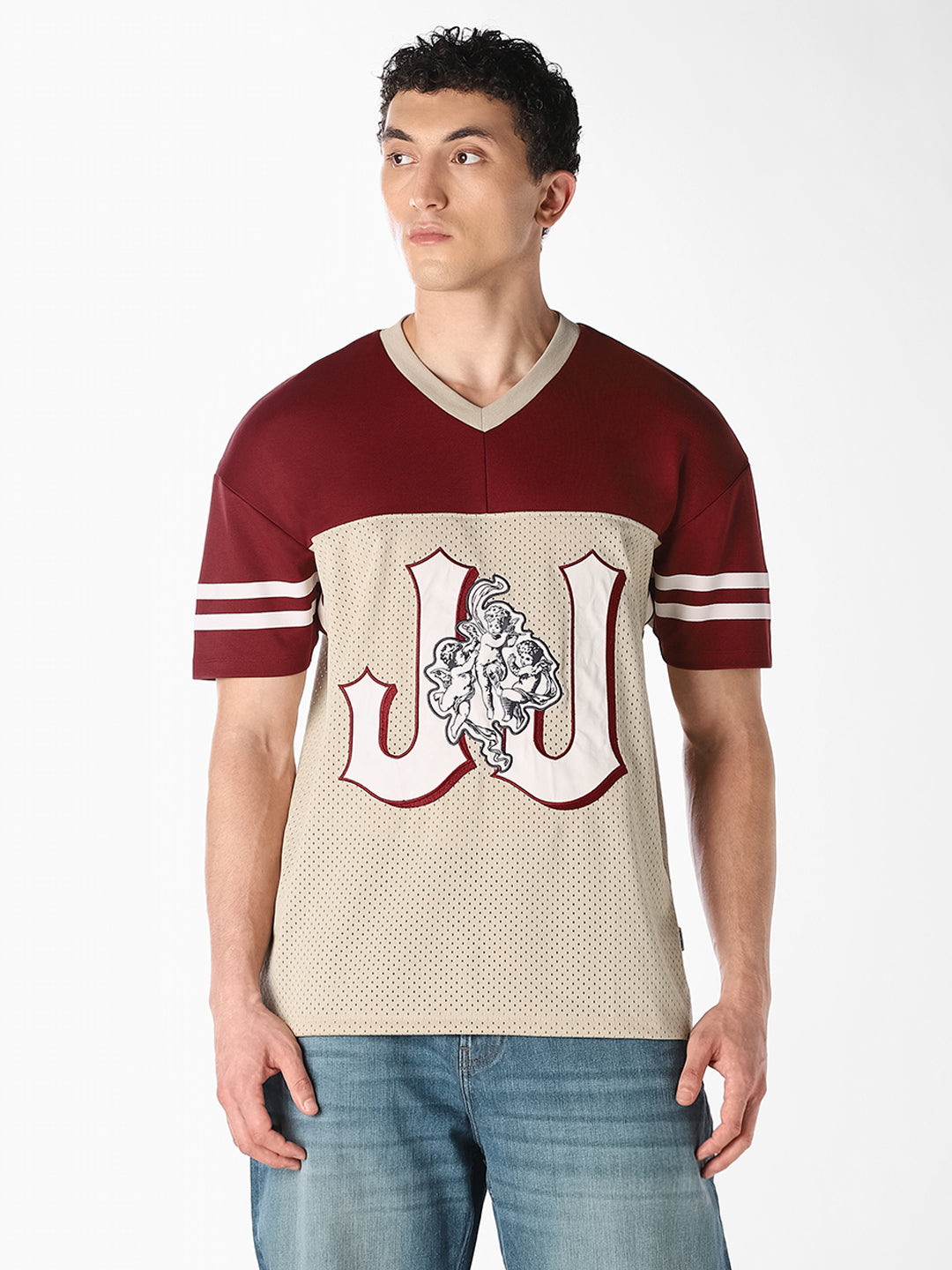 Varsity Graphic Mesh Oversized T-Shirt