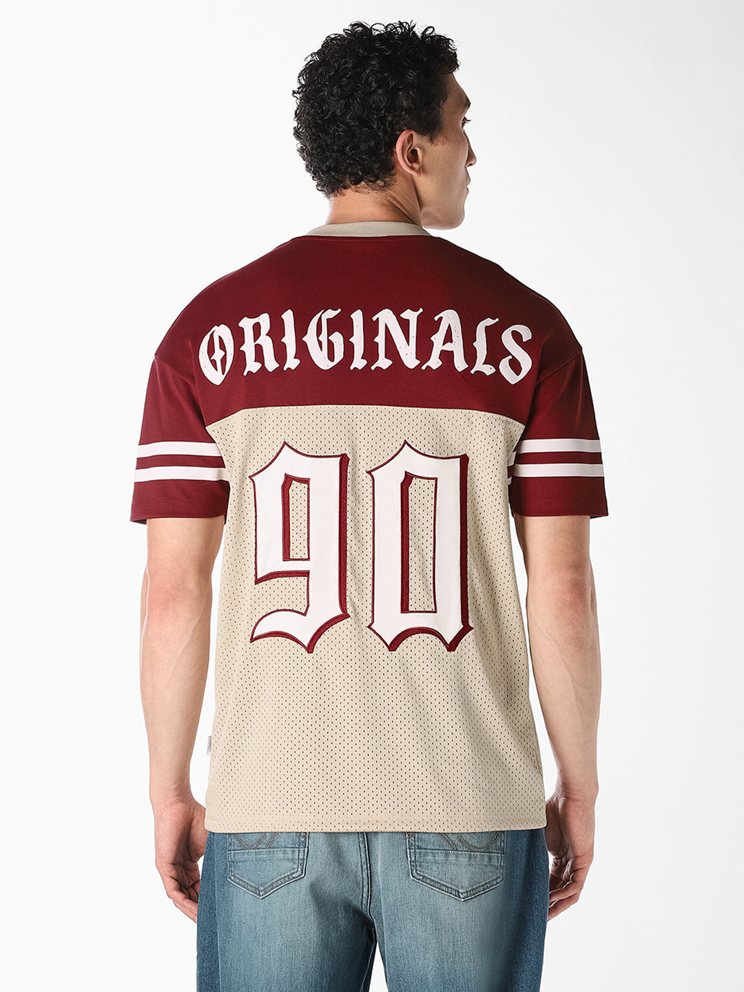 Varsity Graphic Mesh Oversized T-Shirt