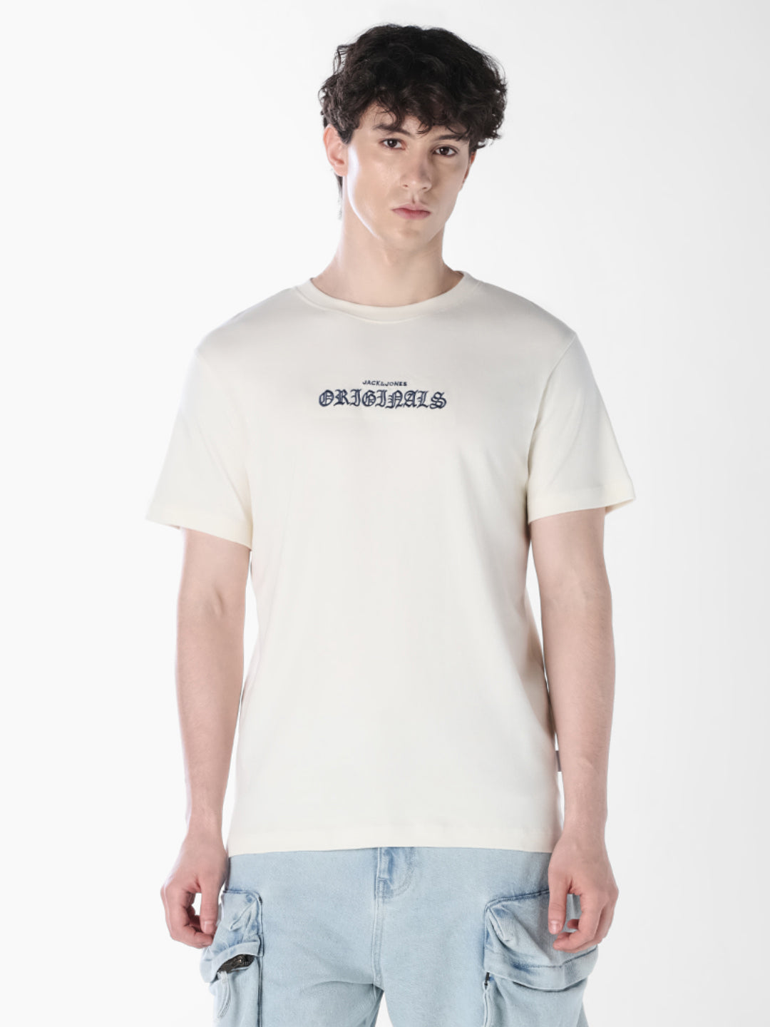 White Printed Cotton T-shirt