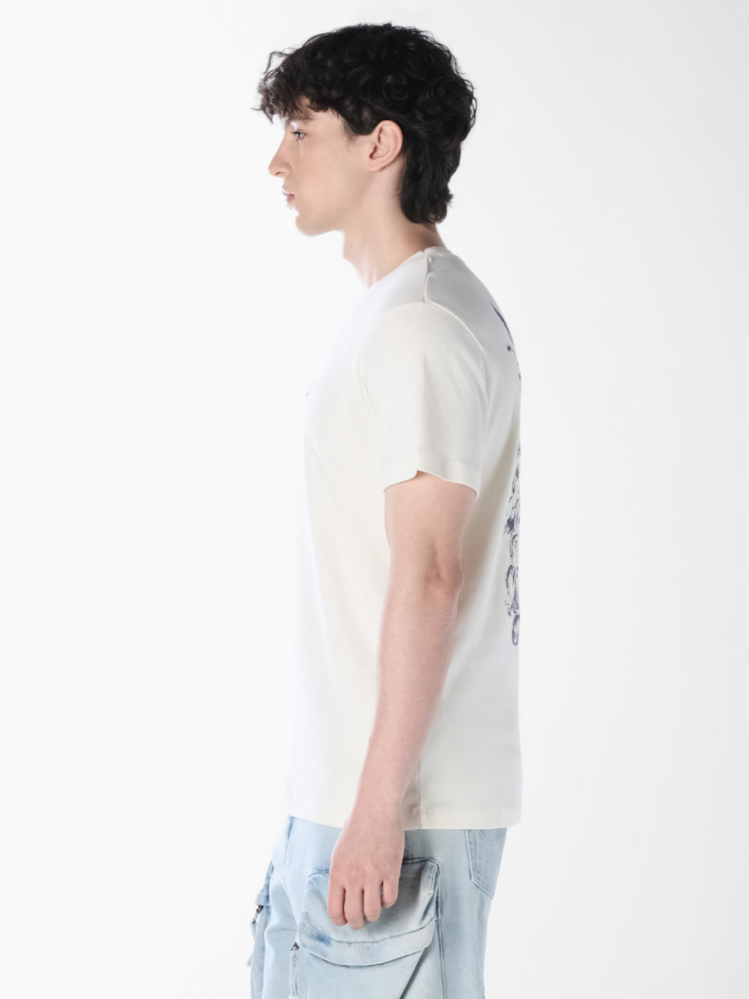 White Printed Cotton T-shirt