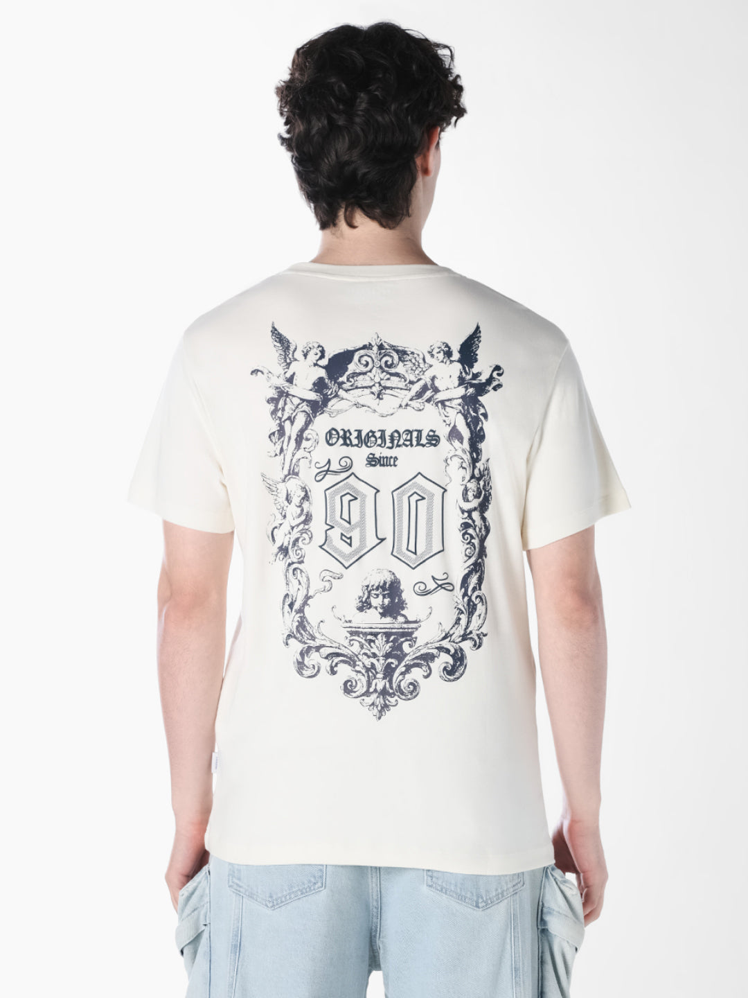 White Printed Cotton T-shirt