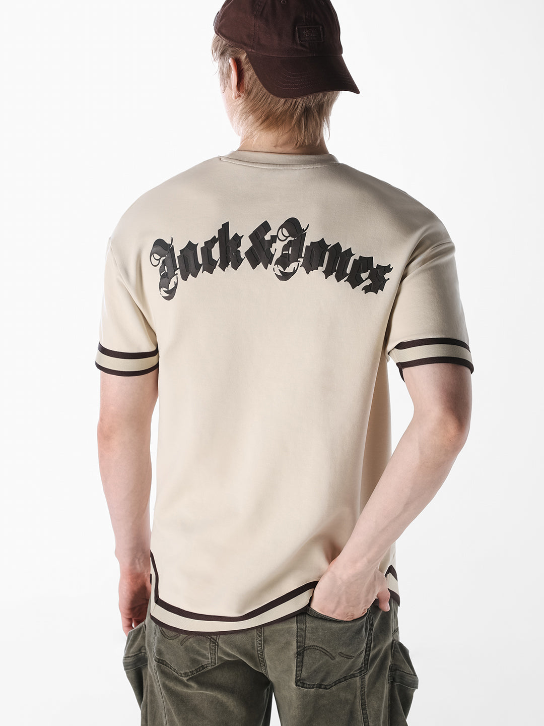 Beige Printed Oversized T-shirt