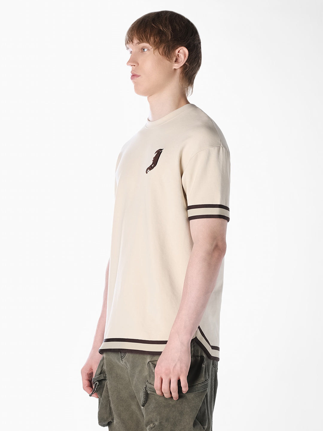 Beige Printed Oversized T-shirt