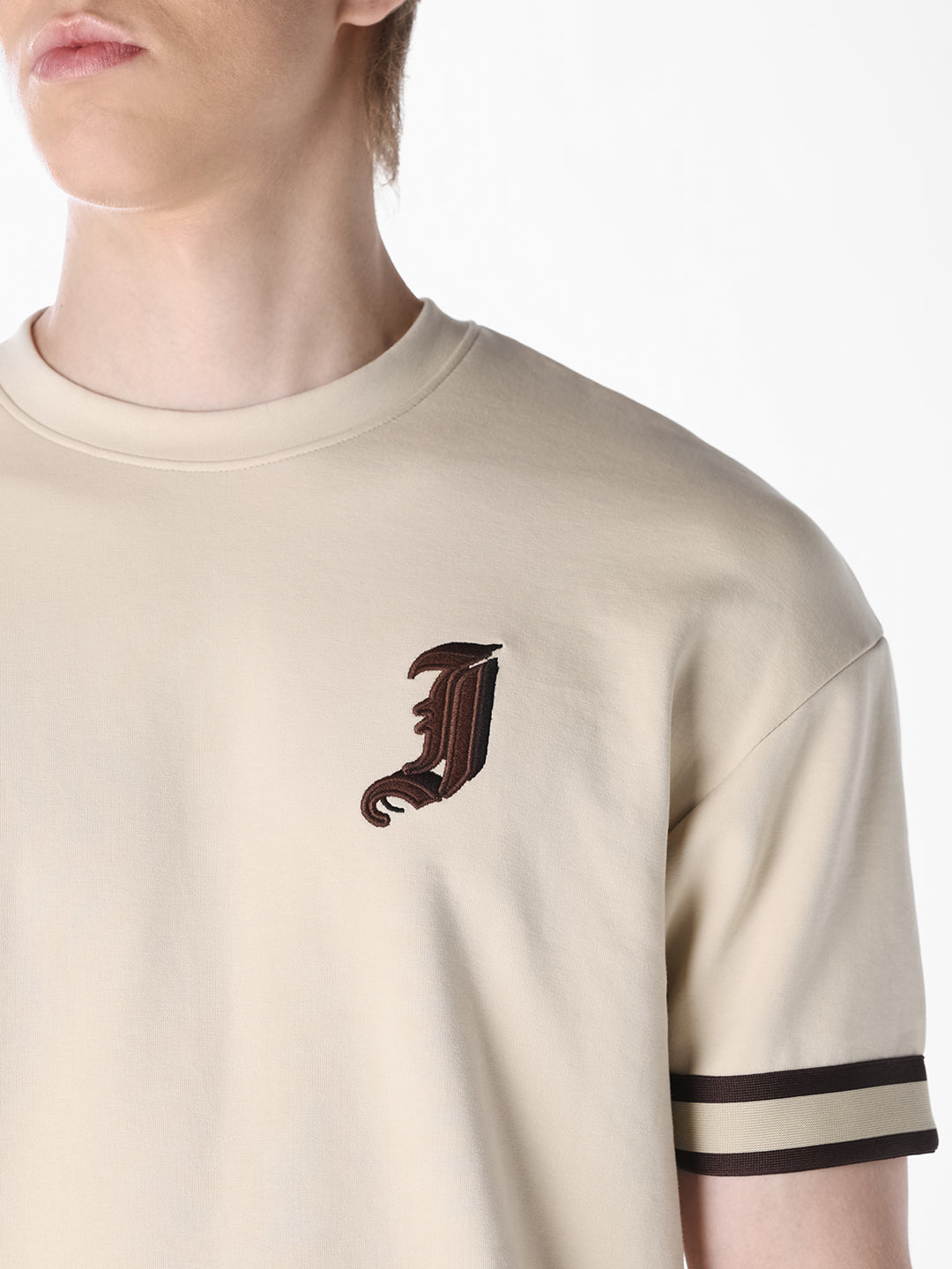 Beige Printed Oversized T-shirt