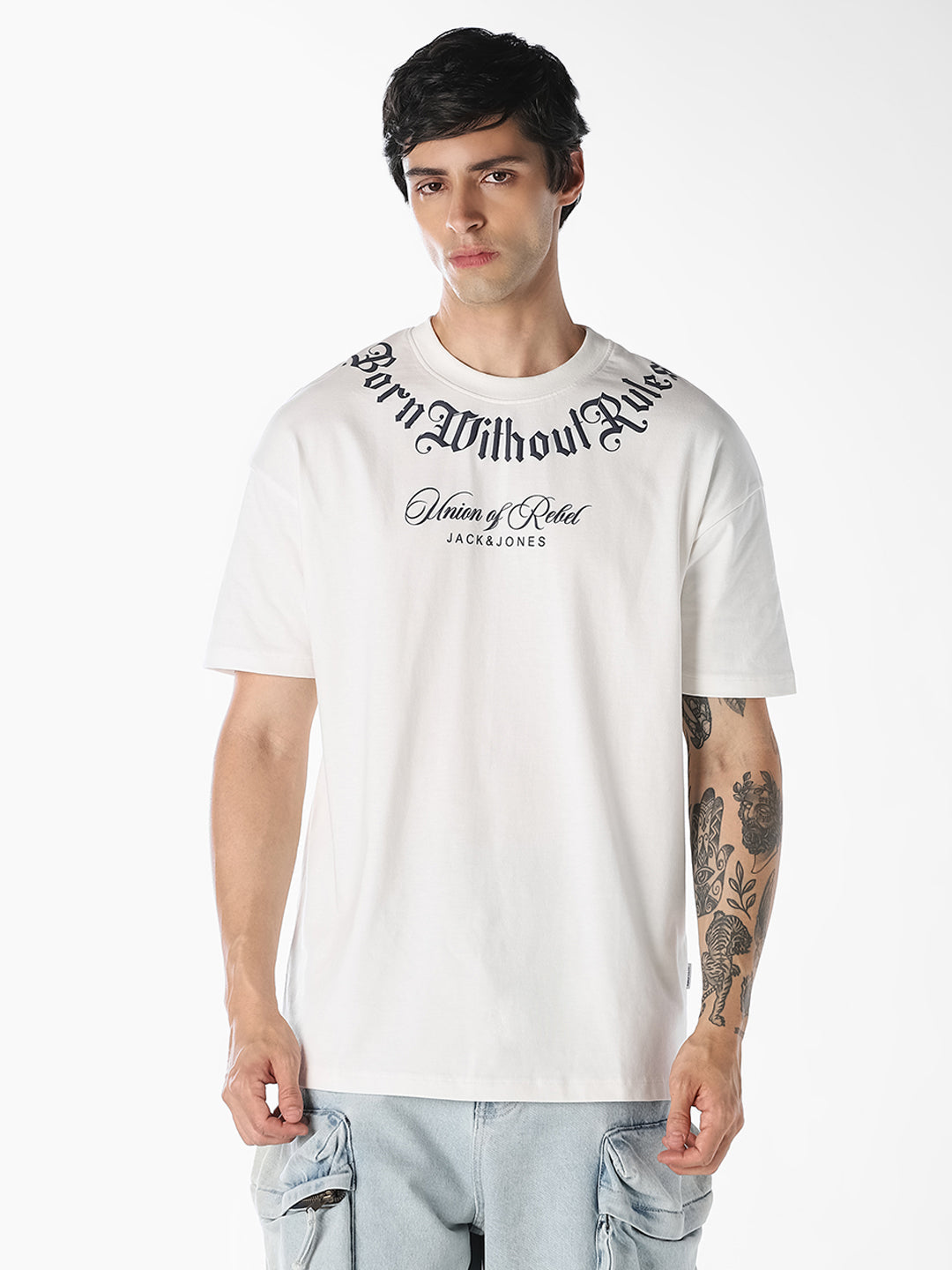White Oversized Typography T-Shirt