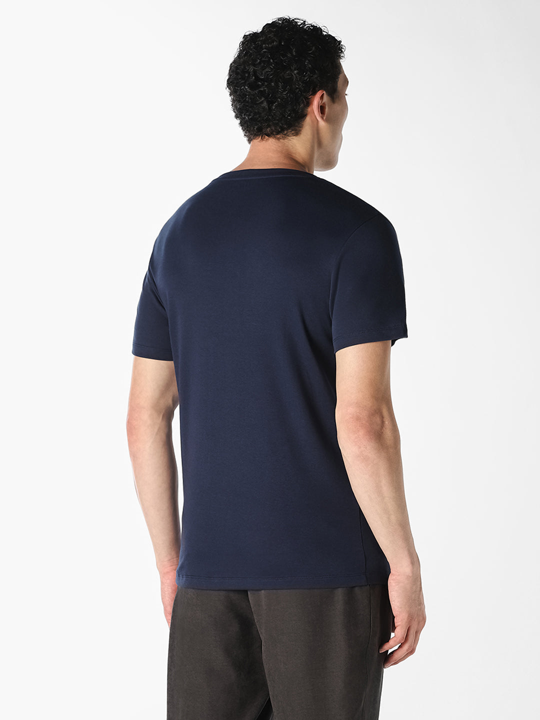 Navy Blue Logo Print T-Shirt