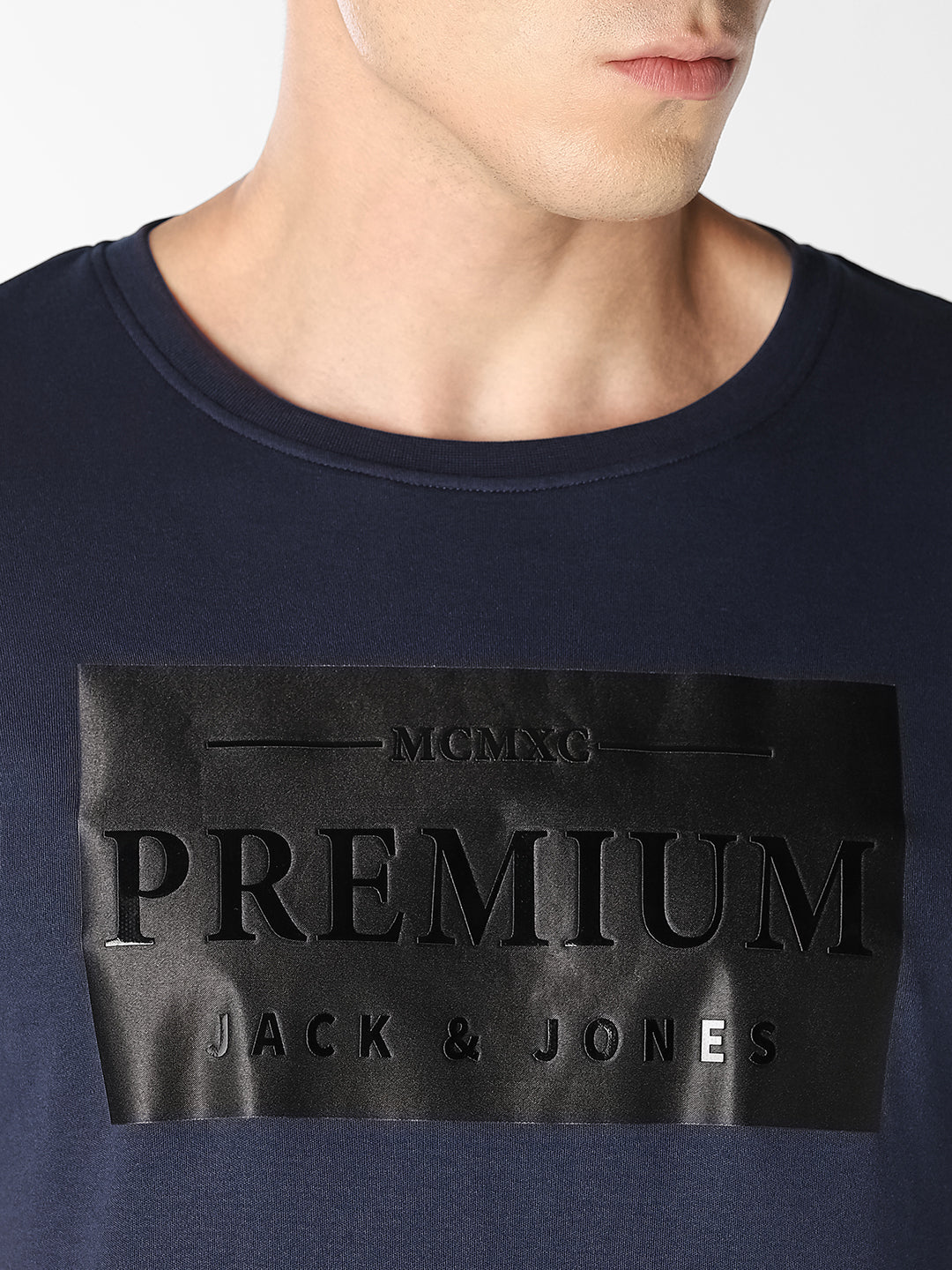 Navy Blue Logo Print T-Shirt