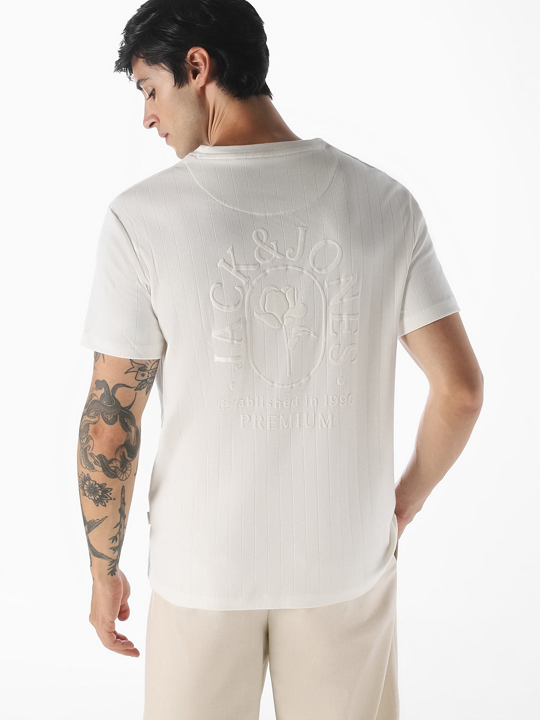 White Striped Cotton T-Shirt
