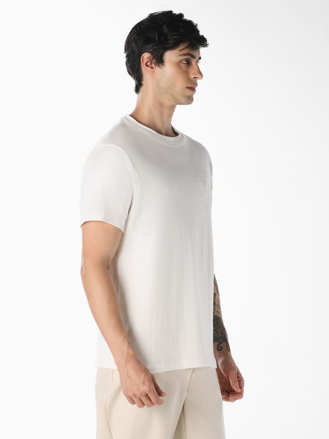 White Striped Cotton T-Shirt