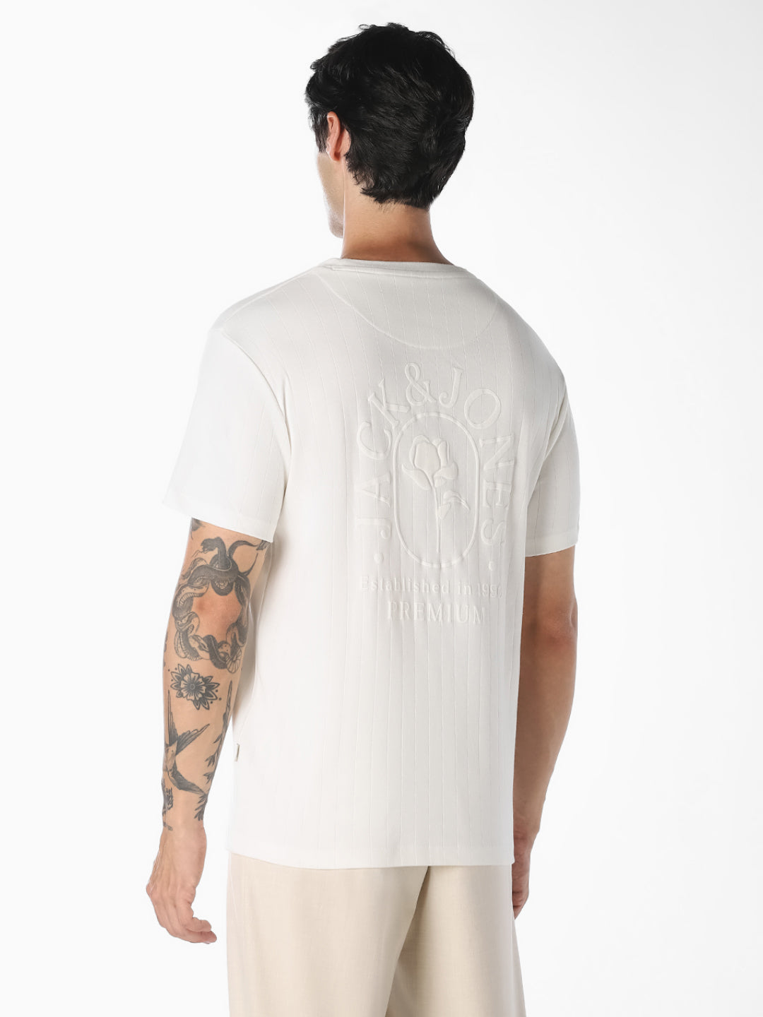 White Striped Cotton T-Shirt