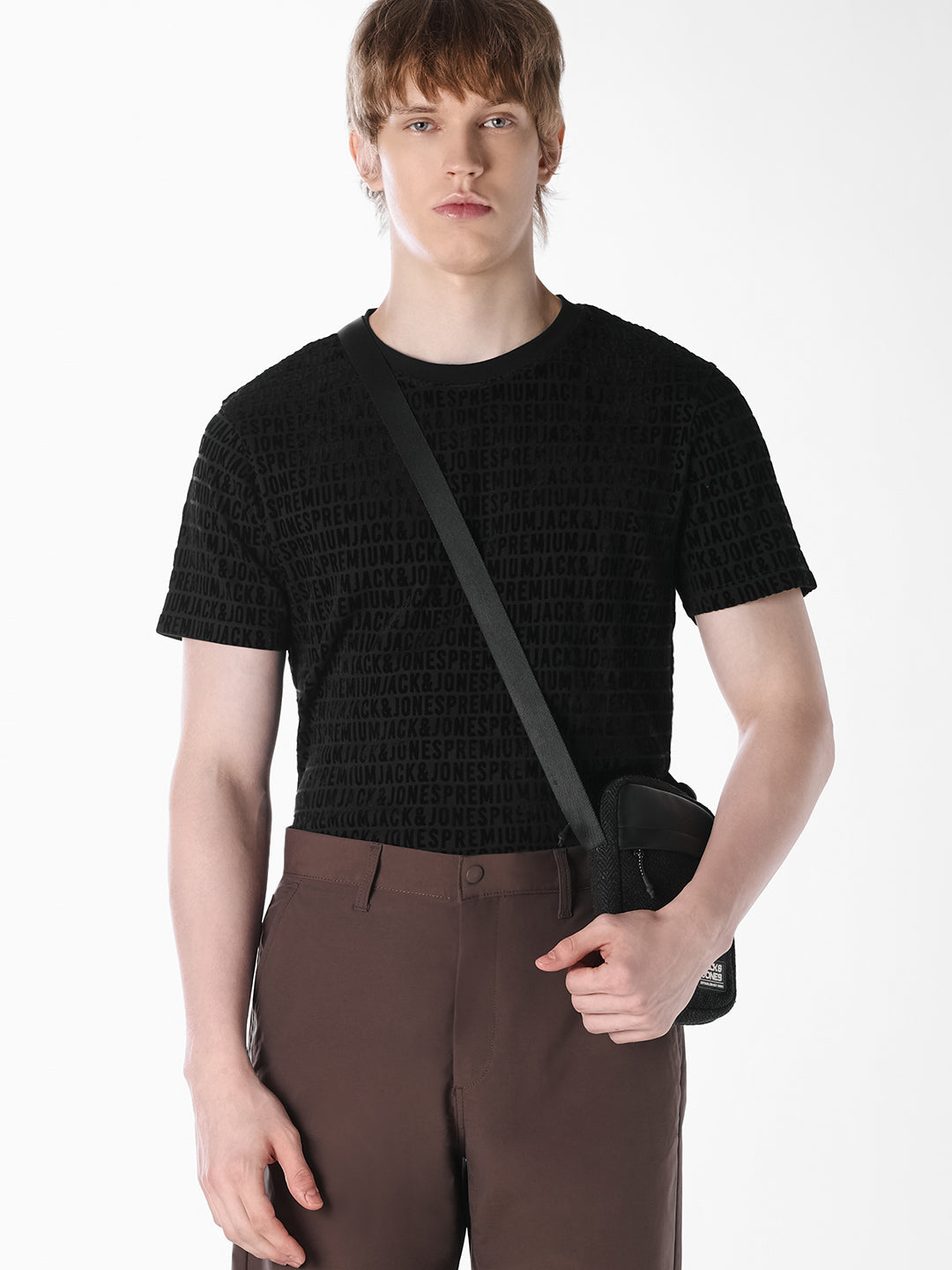Black Flock Print T-shirt