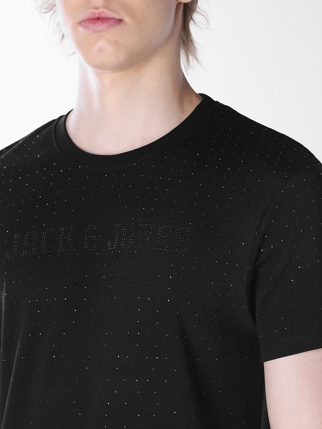 Black embellished Regular Fit T-shirt