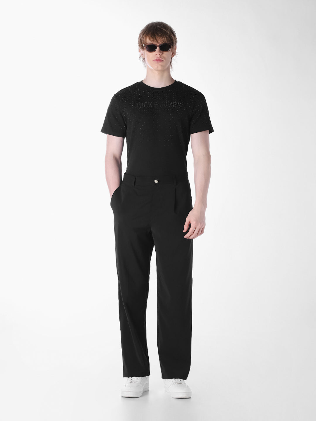 Black embellished Regular Fit T-shirt