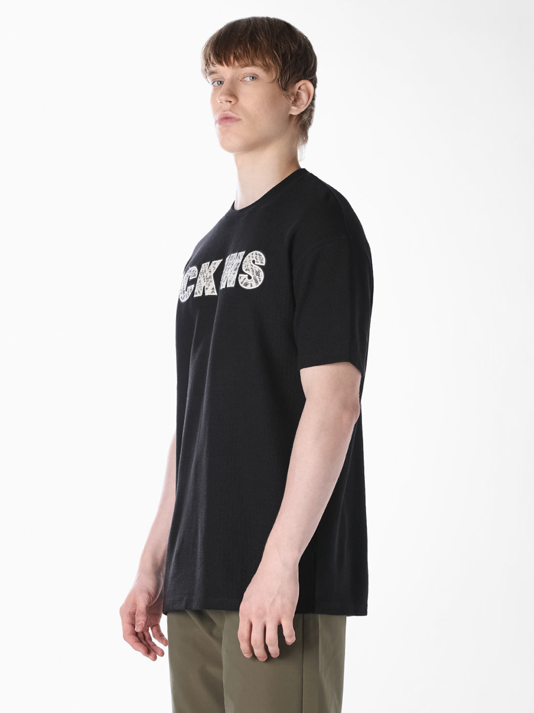 Black Applique Patchwork Oversized T-shirt