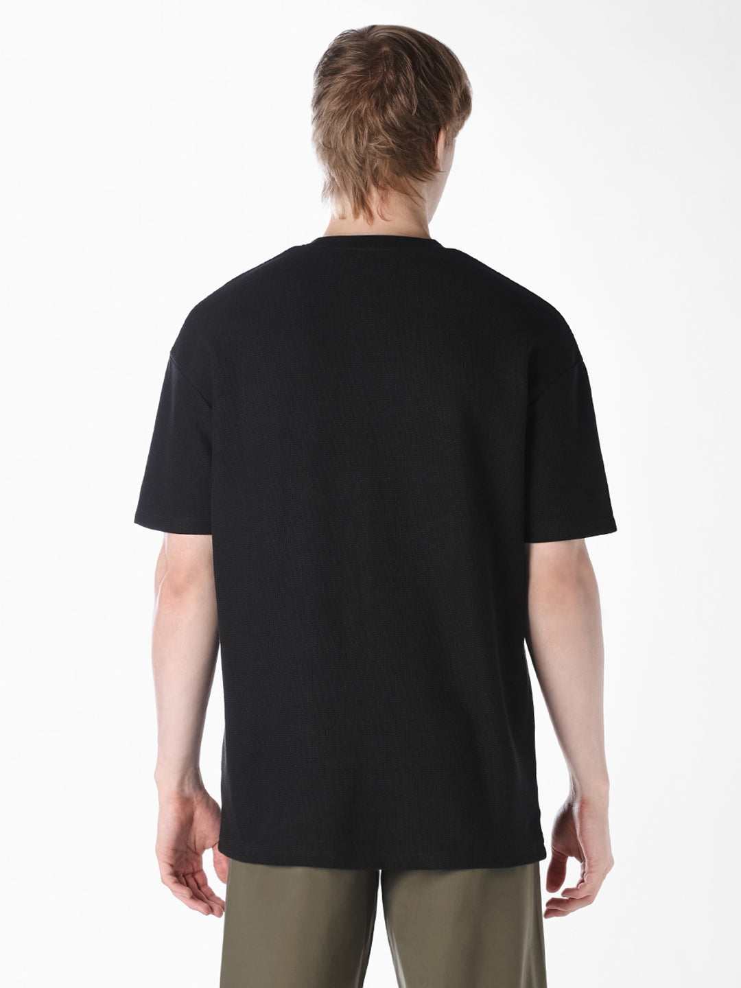 Black Applique Patchwork Oversized T-shirt