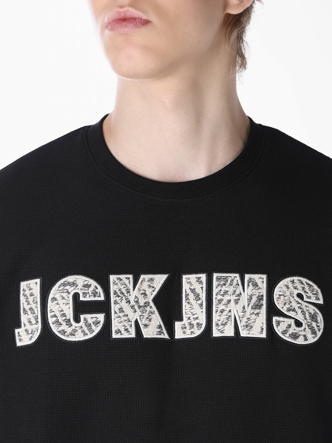 Black Applique Patchwork Oversized T-shirt