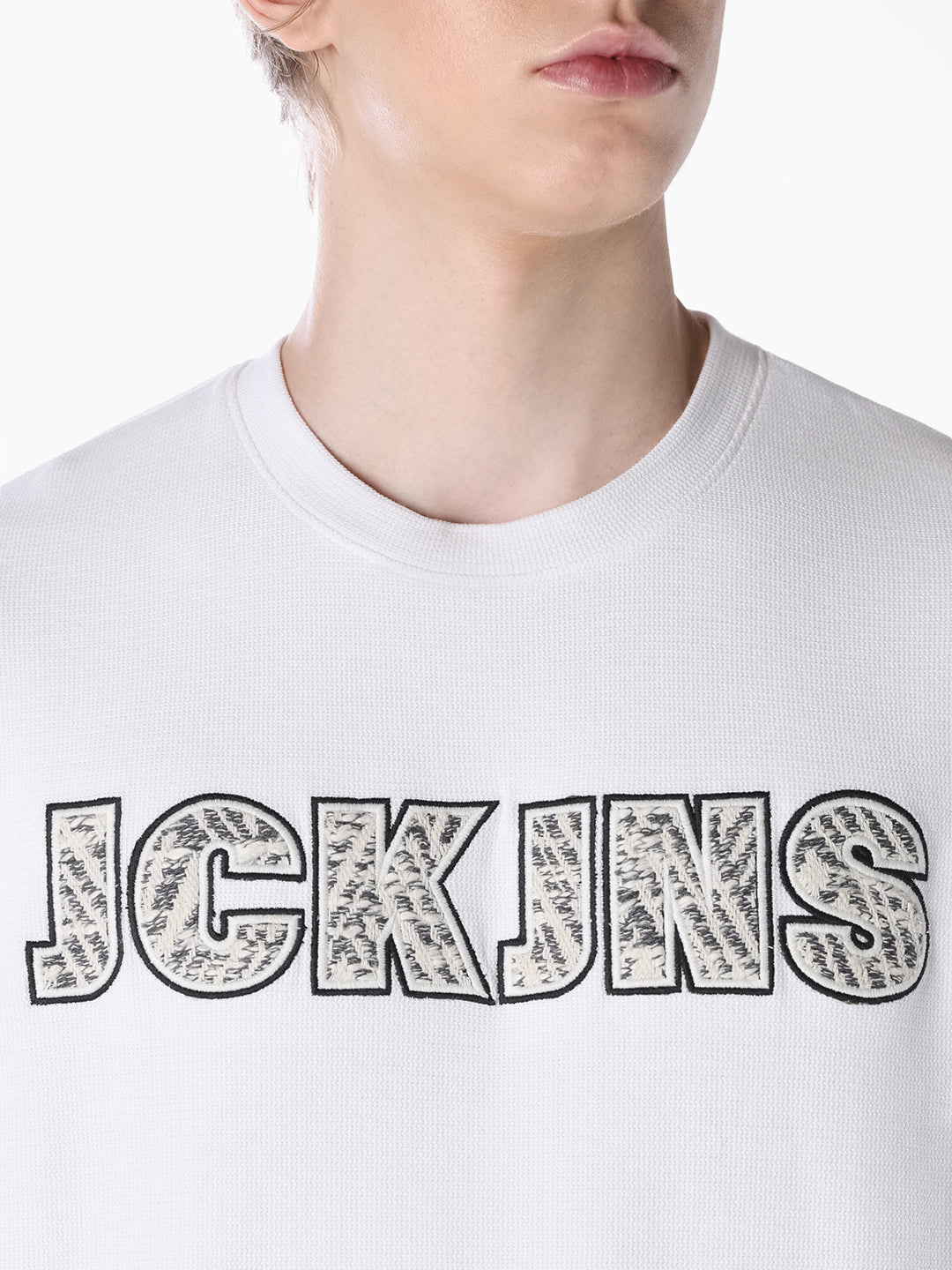 White Applique Patchwork Oversized T-shirt