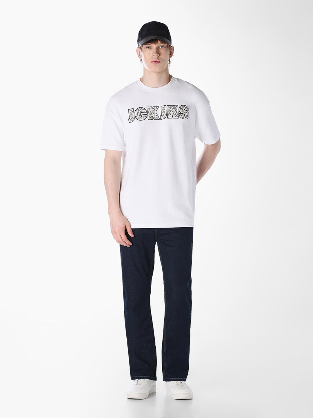 White Applique Patchwork Oversized T-shirt