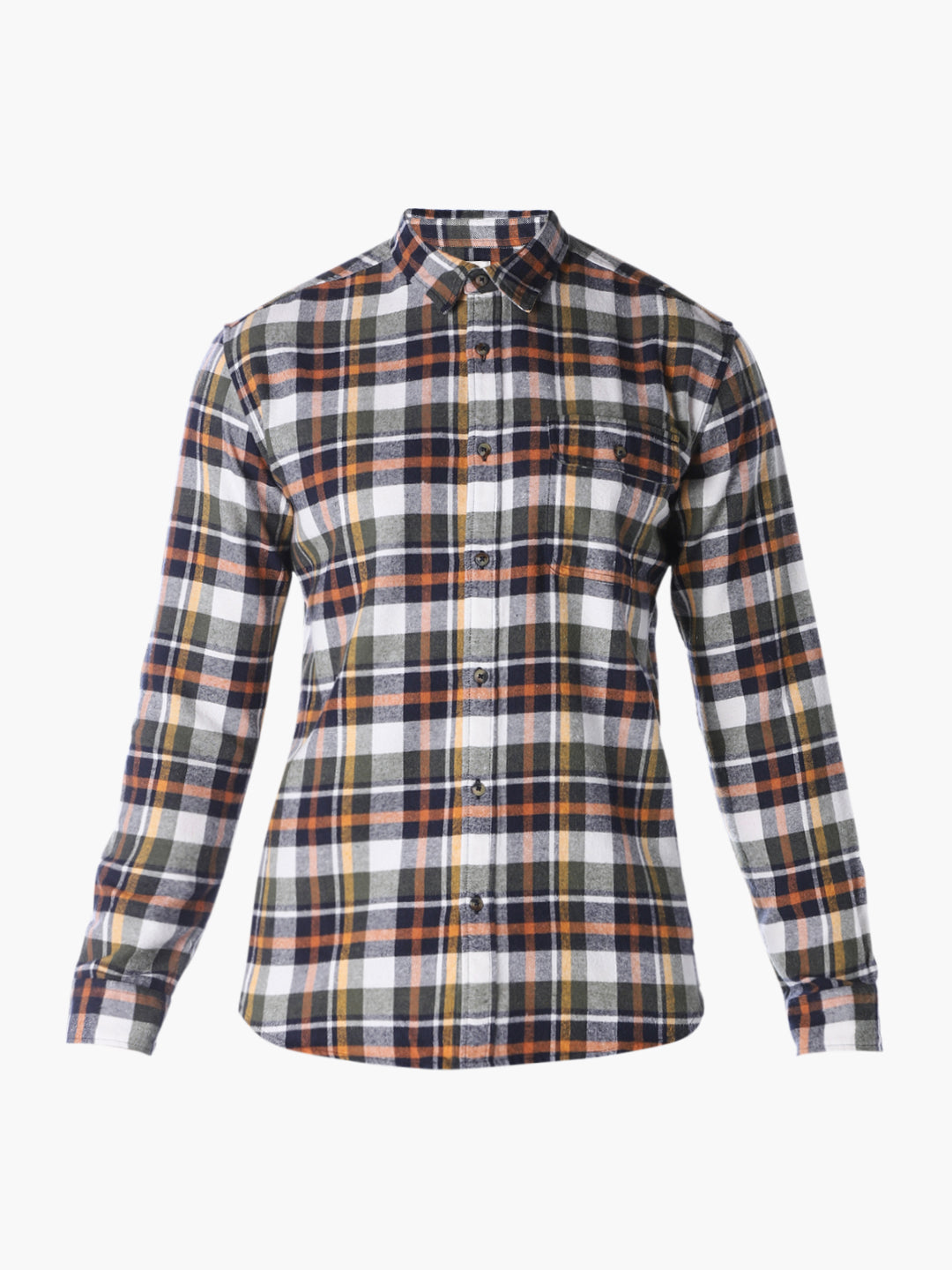 Olive Checked Regular Fit Shirt