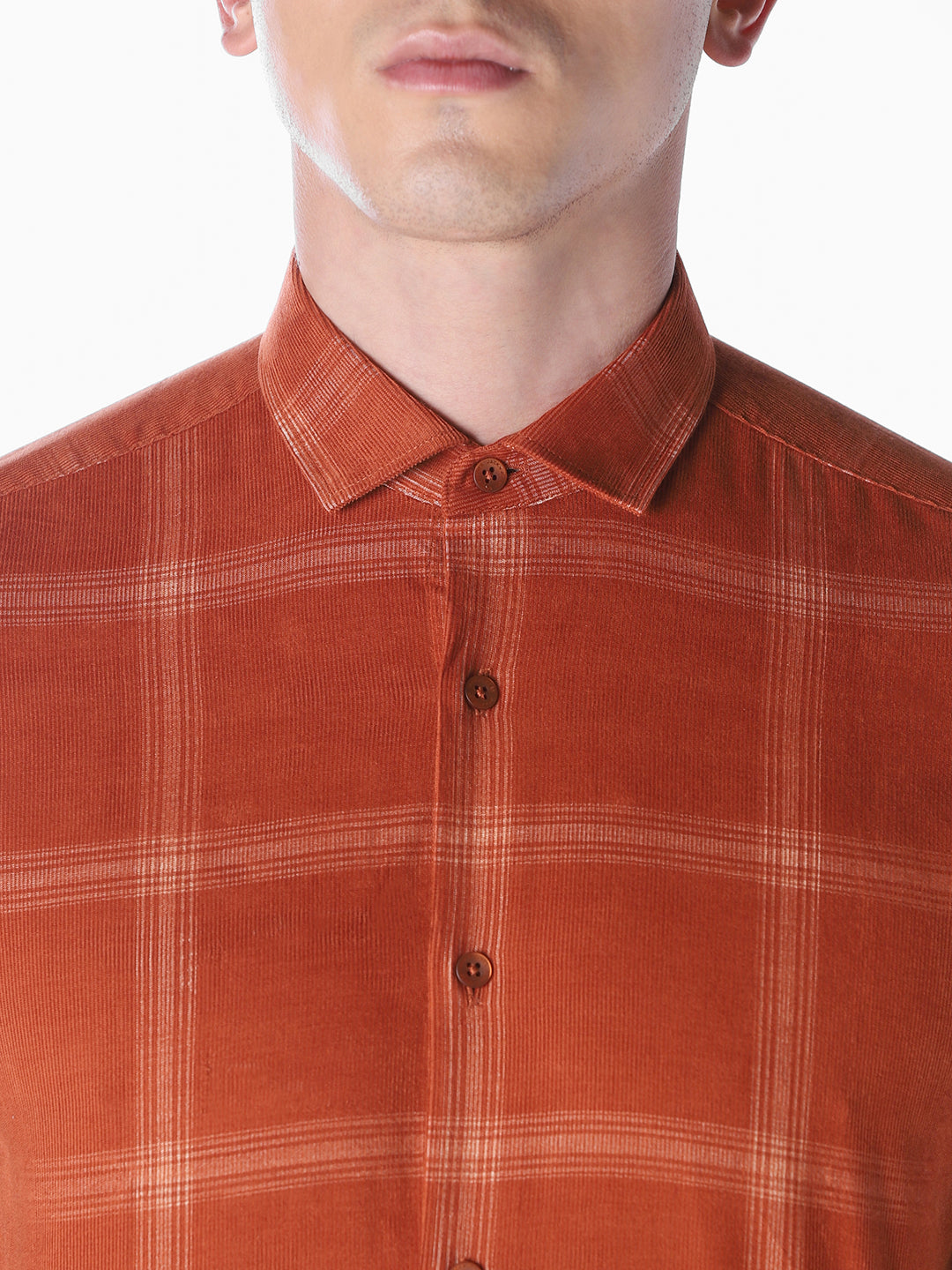 Brown Checked Regular Fit Shirt
