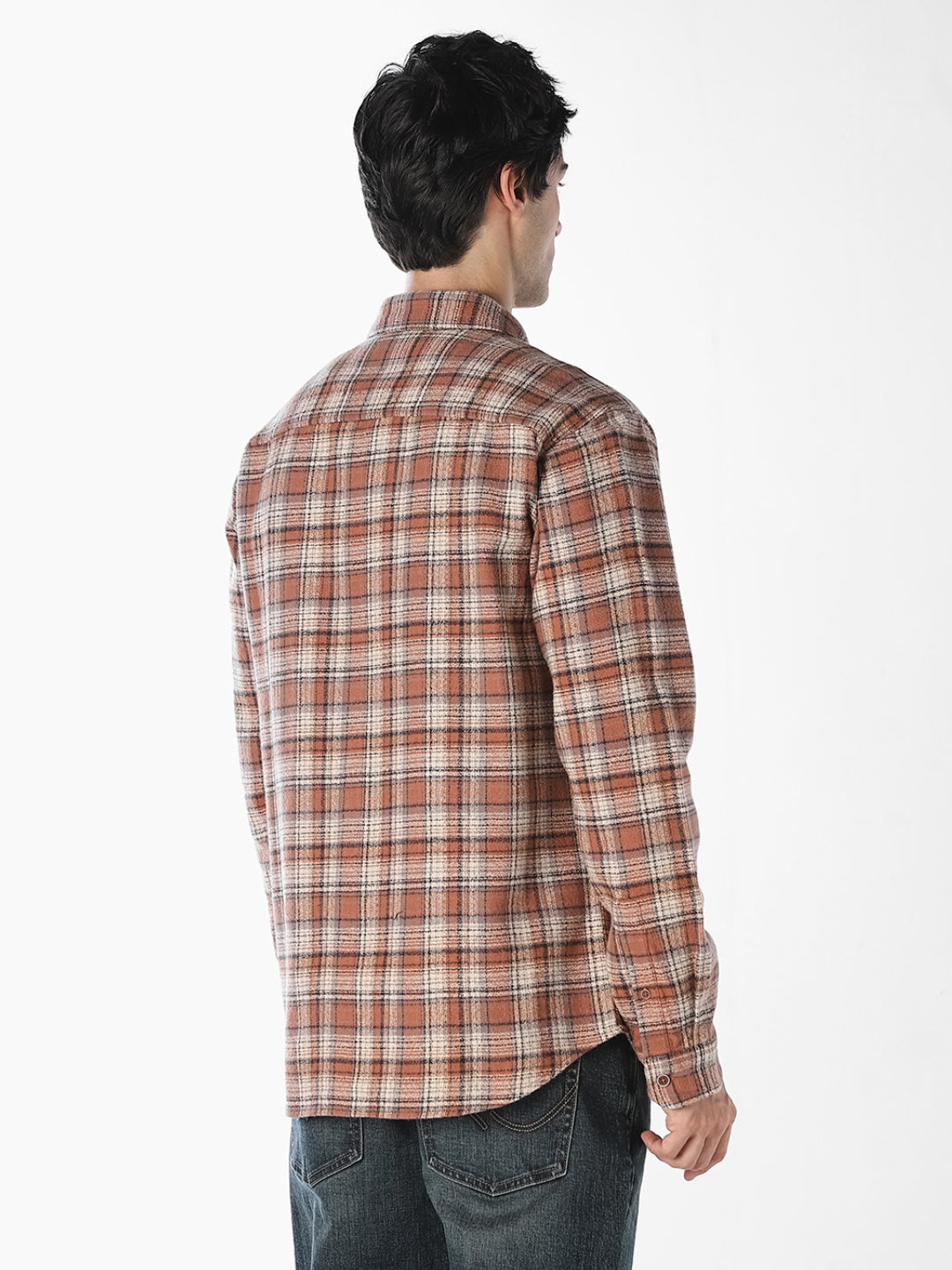 Brown Check Cotton Shirt