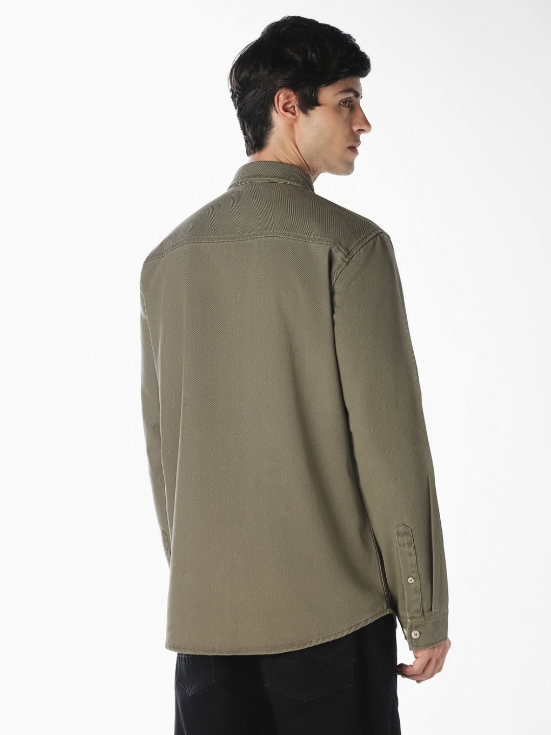 Green Twill Regular Fit Shirt
