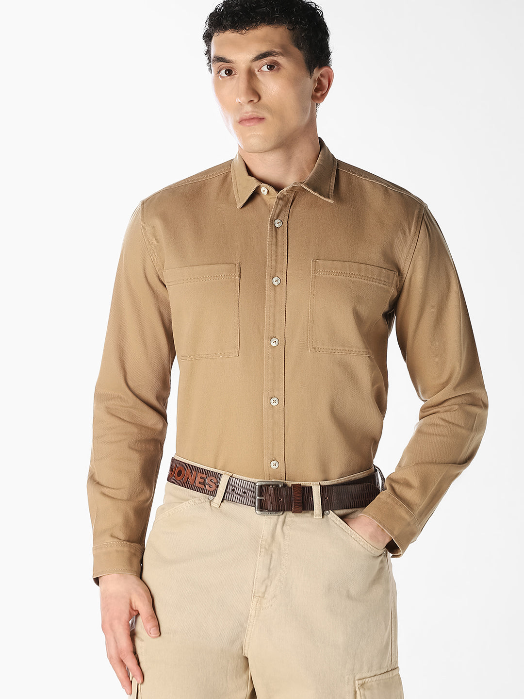 Brown Twill Regular Fit Shirt