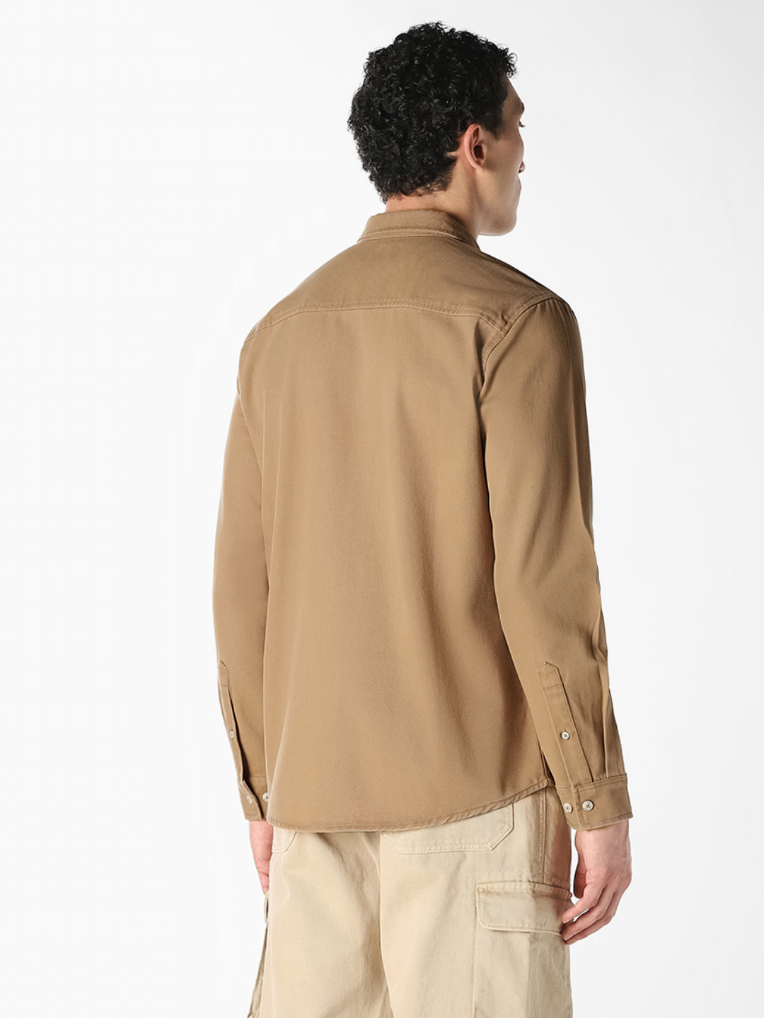 Brown Twill Regular Fit Shirt