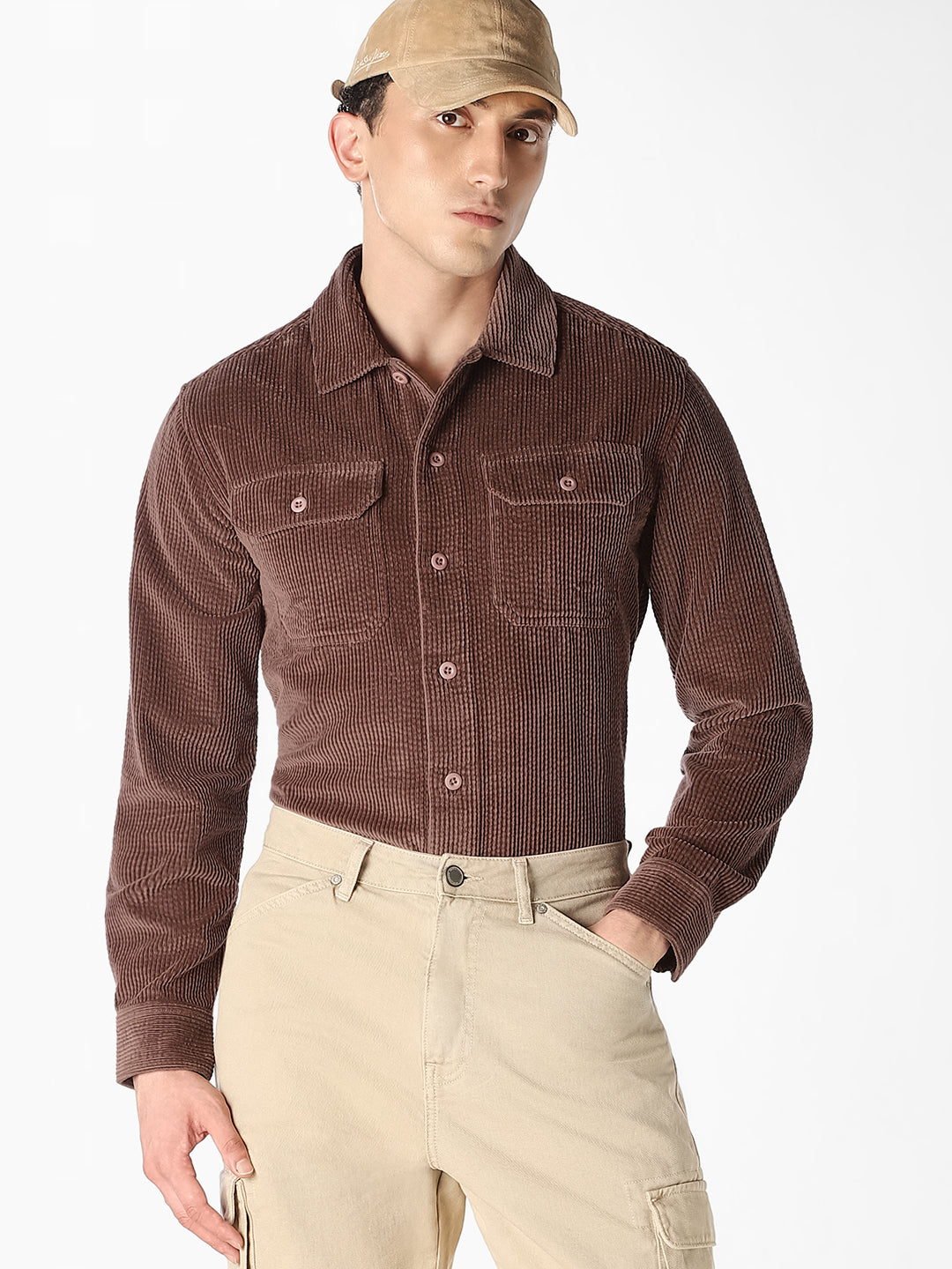 Brown Corduroy Oversized Shirt