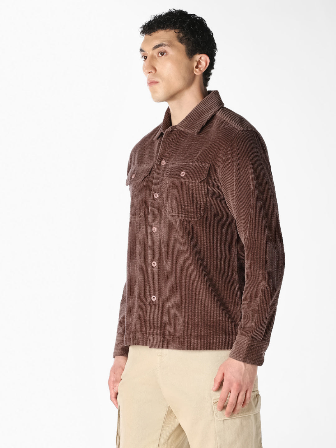 Brown Corduroy Oversized Shirt