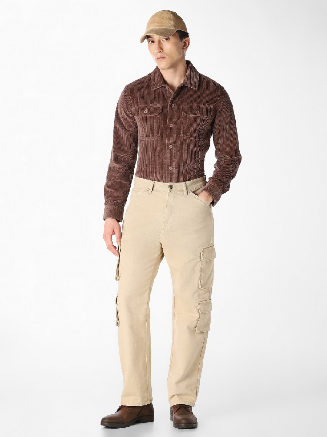 Brown Corduroy Oversized Shirt