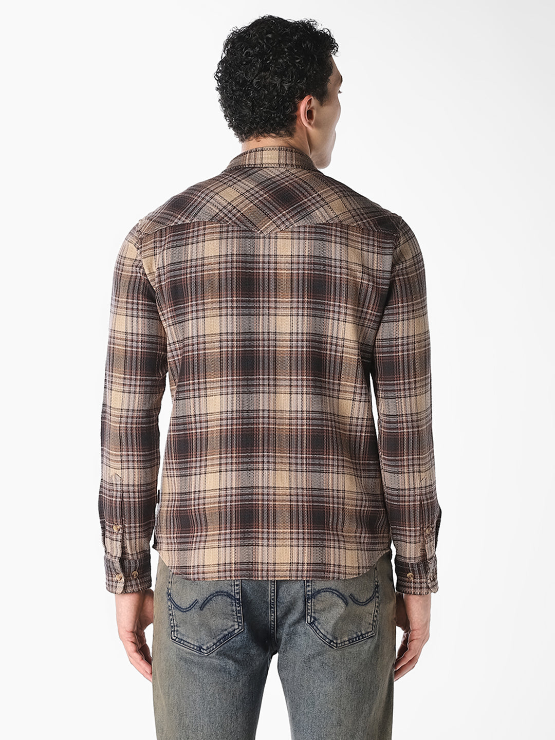 Brown Checked Flannel Shirt