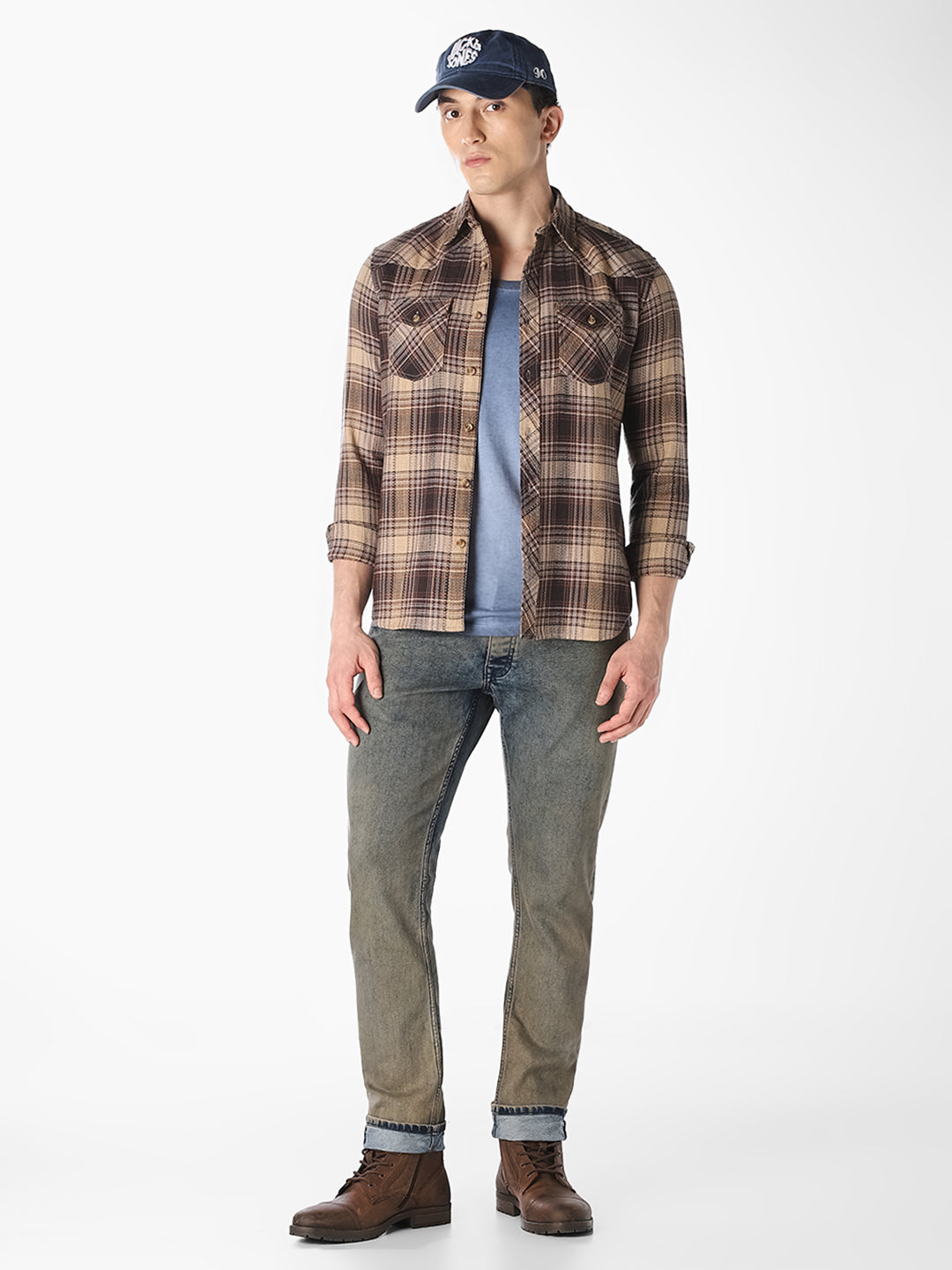 Brown Checked Flannel Shirt