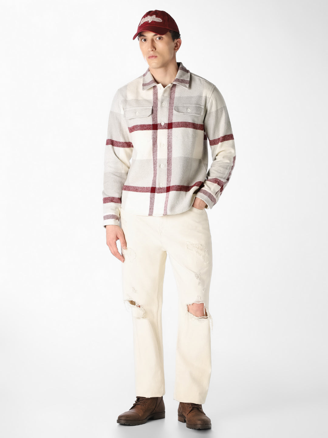 White Check Cotton Shirt