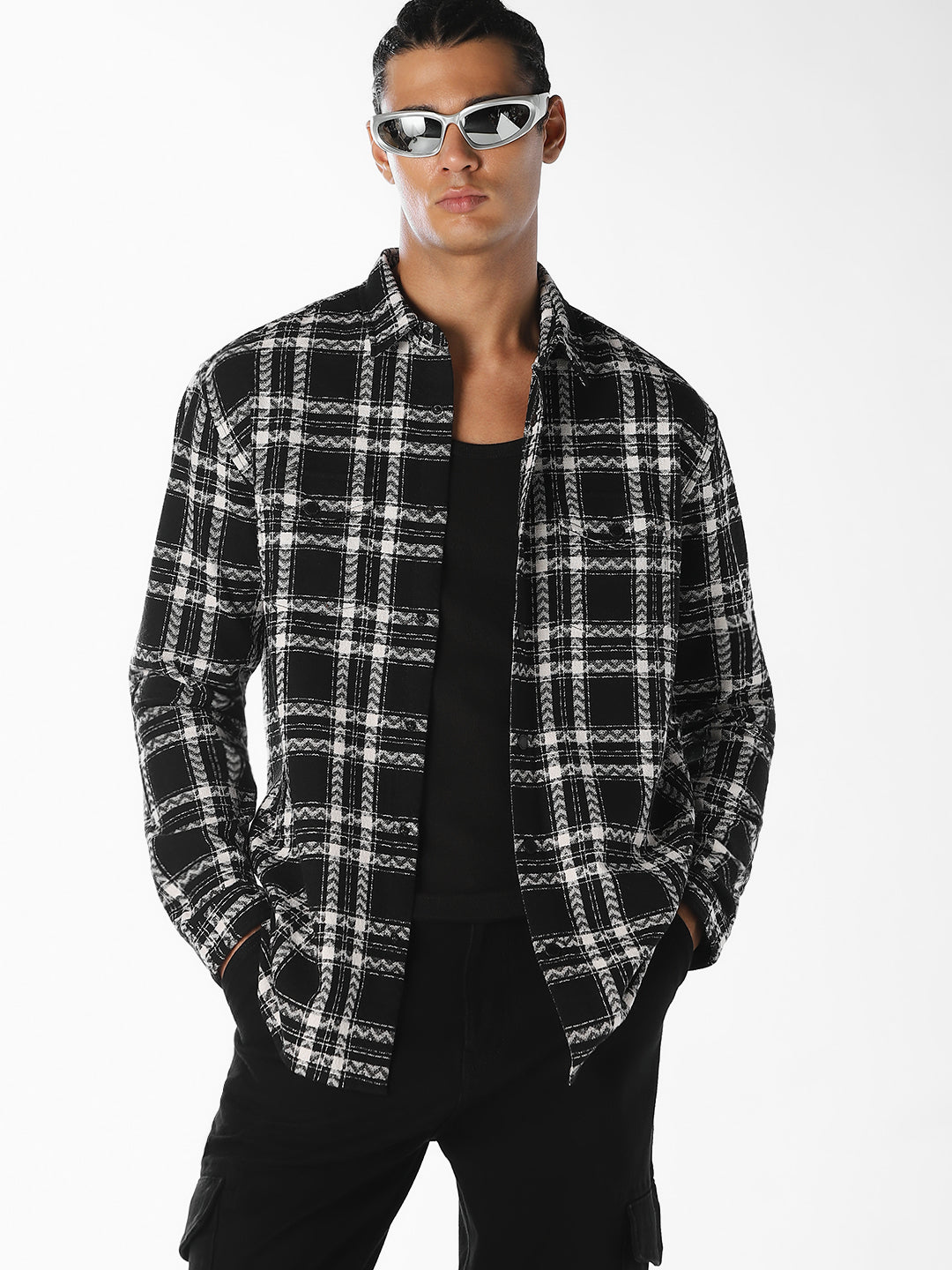 Check Print Cotton Shirt - S