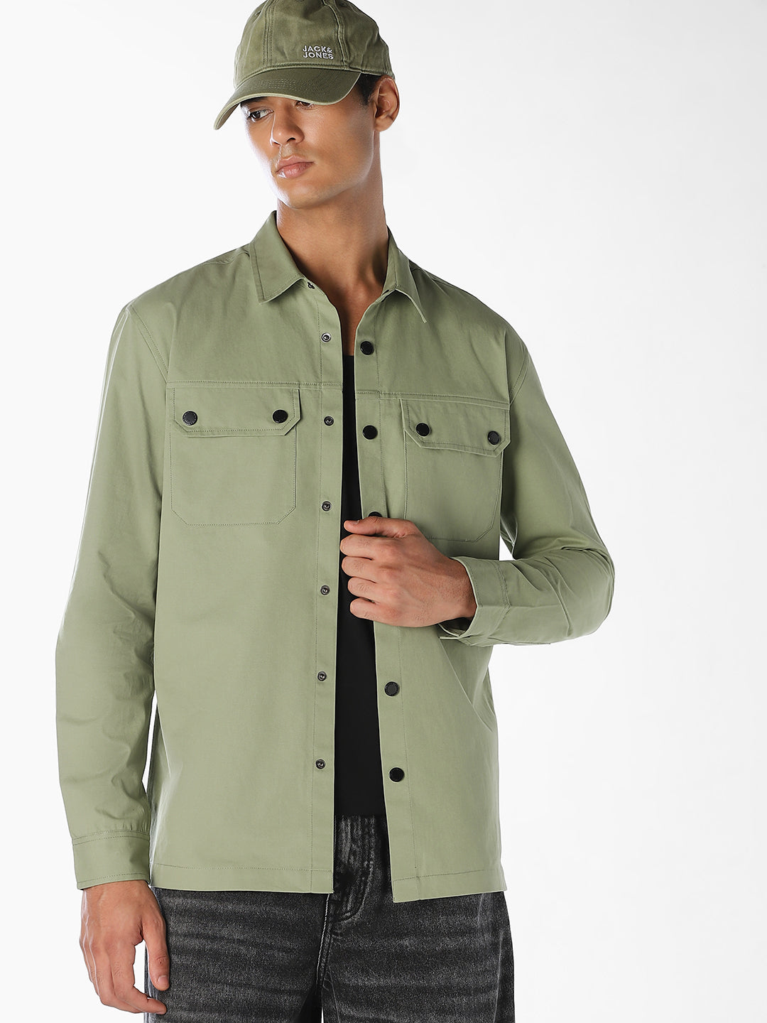 Green Cotton Twill Shirt