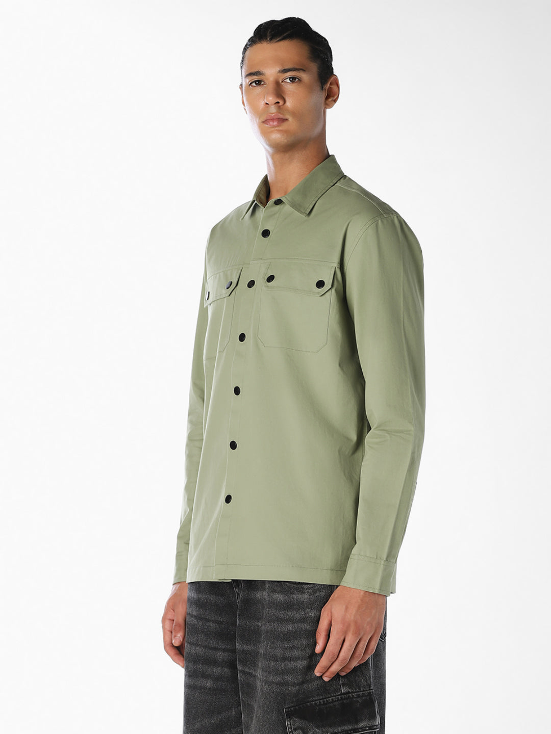 Green Cotton Twill Shirt